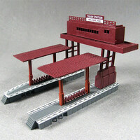 Eve Model Train Station Platform Two Sided  L20xw16xh13 HO Red And Grey