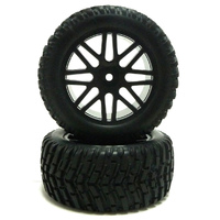 Himoto Wheels+Corr Tyres Set Black  (2)